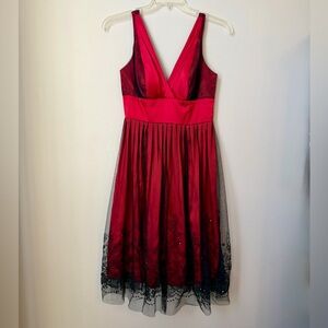 Metaphor Red and Black Embellished Satin Dress, Size 10
